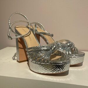 BRAND NEW LOEFFER RANDALL SILVER PLATFORMS